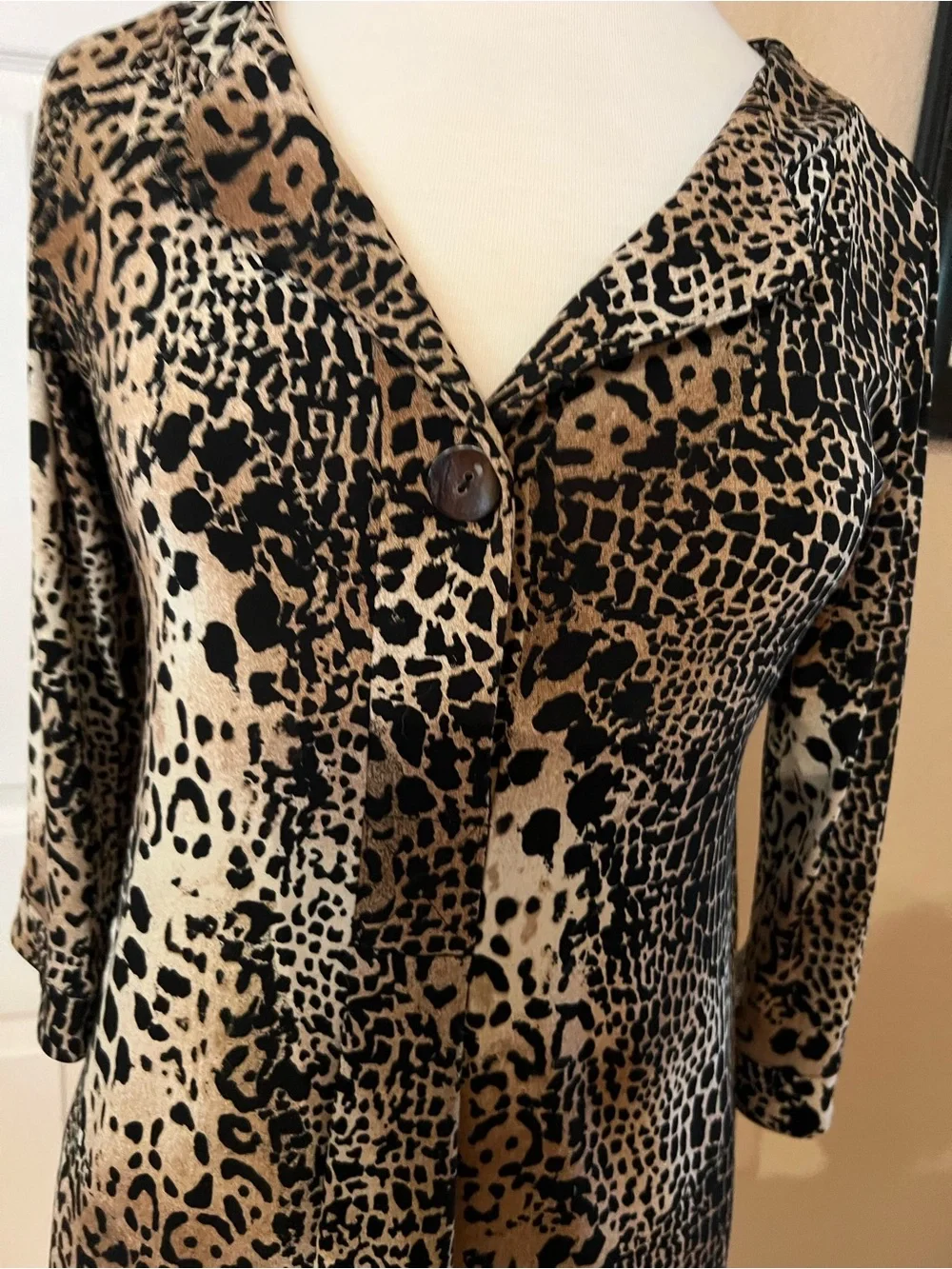 Chico's Leopard Print V-Neck Dress in Brown and Black